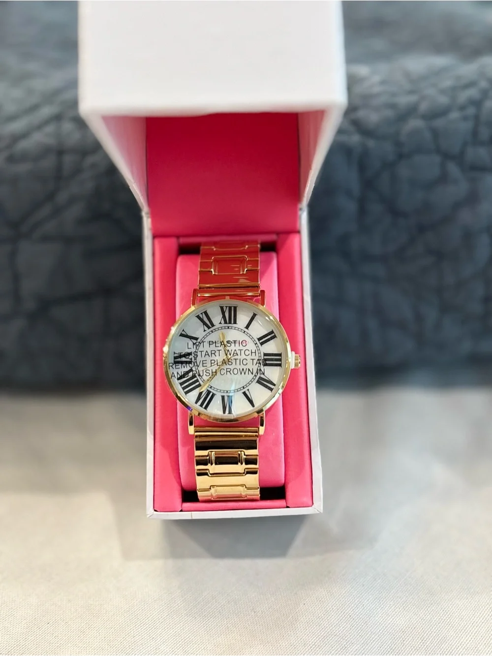 Isaac Mizrahi Live Gold Tone Roman Numeral Bracelet Watch NIB